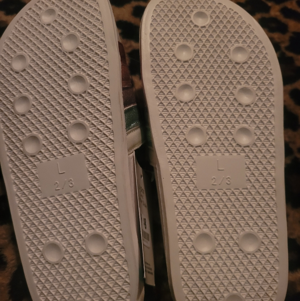 Big girl slides white with glittery rainbows size 2/3